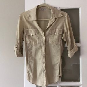 James Perse Tan Button Down, size 3